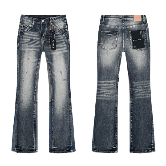 Light Blue Washed Flared Denim Jeans with Two-Tone Wash